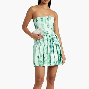 Emilia Wickstead Strapless Pleated Crepe Mini Dress